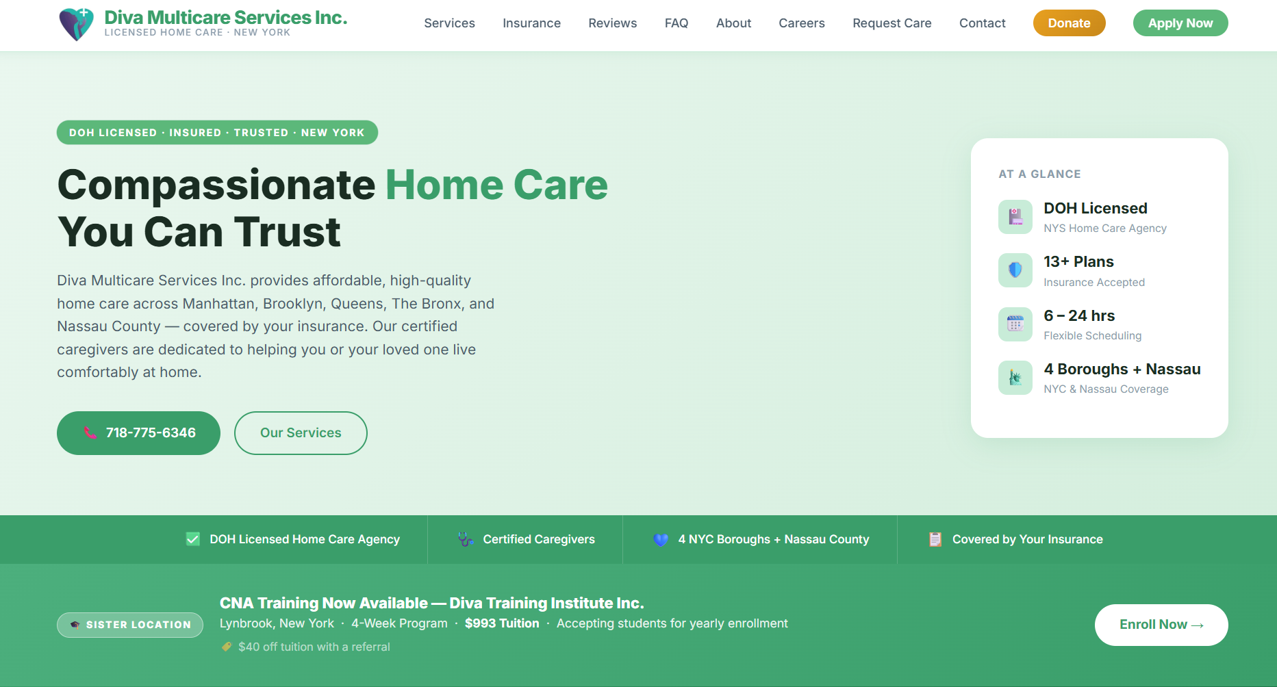 Diva Multicare Services website screenshot